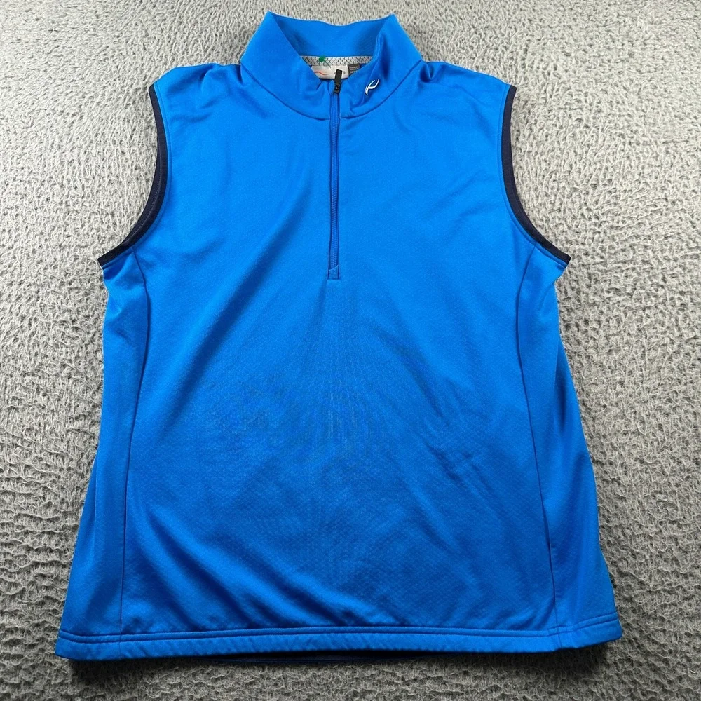 KJUS Golf Vest Mens M Blue Sleeveless Half Zip Mock Neck‎ Performance Stretch